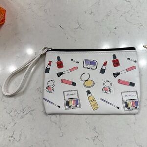 White Makeup Print Wristlet